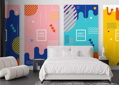 Set of abstract creative Memphis geometric universal artistic templates background. Good for poster, card, invitation, flyer, cover, banner, placard, brochure and other graphic design Wall mural