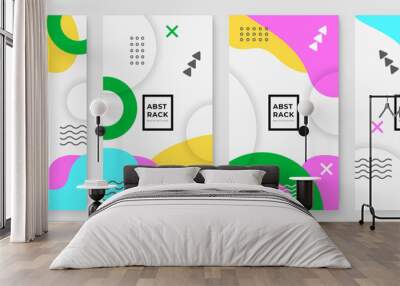 Set of abstract creative Memphis geometric universal artistic templates background. Good for poster, card, invitation, flyer, cover, banner, placard, brochure and other graphic design Wall mural