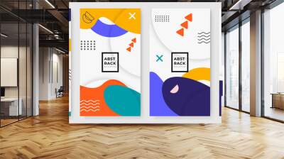 Set of abstract creative Memphis geometric universal artistic templates background. Good for poster, card, invitation, flyer, cover, banner, placard, brochure and other graphic design Wall mural