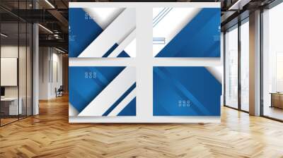 Set of abstract geometric blue banner background Wall mural