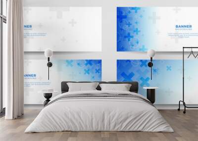 set of modern abstract gradient dark navy blue banner background Wall mural