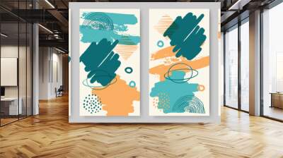 Trendy bohemian abstract brush art templates with boho and geometric elements. For social media posts, mobile apps, banners design and web/internet ads. Fashion backgrounds. Boho style background Wall mural