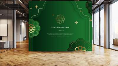 Vector muslim festival eid mubarak ramadan kareem green background Wall mural