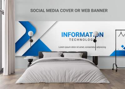 technology social media cover design or web banner with blue gradient Wall mural