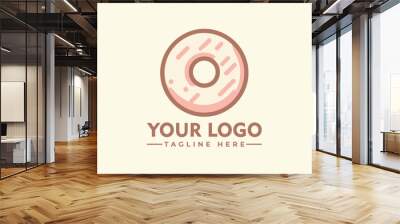 Donuts and Coffee logo. Cafe or bakery emblem Vector donut logo combination. Doughnut and cake symbol or icon. Unique bakery and organic logotype design template Wall mural