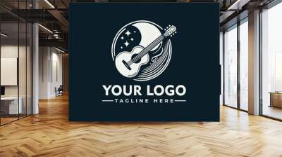 Guitar Logo Vector Embrace the Harmony of Music with the Enchanting Guitar Logo Vector Unleash the Melody of Your Brand A Timeless Design for Music Brands Wall mural