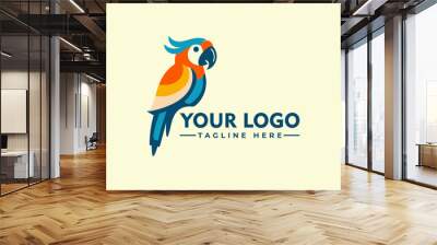 macaw bird parrot logo tropical bird logo icon vector template Wall mural