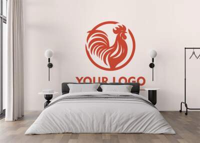 Rooster vector logo design Vintage Chicken logo vector for Food and Beverage Identity Wall mural