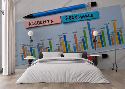 Accounts Receivable write on sticky notes with graphic on the paper isolated on office desk. Wall mural