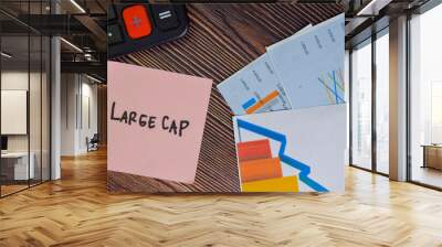 Large Cap write on sticky notes isolated on Wooden Table. Wall mural