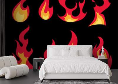 Flat Design Fire Flame Illustration Wall mural