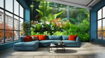 Freshwater planted aquarium (aquascape) with live plants Wall mural