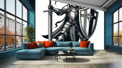 knight with sword and shield Wall mural