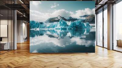 A majestic glacier reflecting the sunlight in a pristine polar region Wall mural