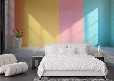 Minimalistic abstract gentle light beige background for product presentation with light Wall mural