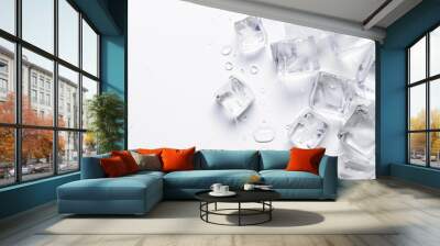 Realistic ice cubes blocks composition with empty space surrounded by bunch of ice cube Wall mural