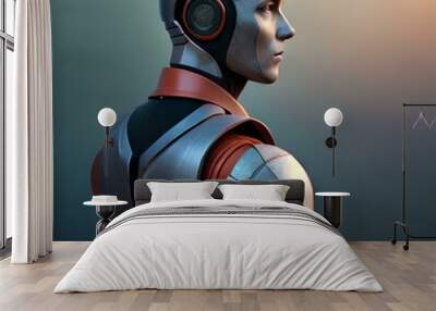 3d cartoon animation robot. Wall mural