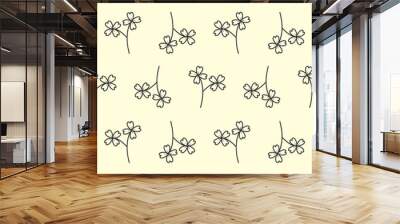 Seamless vector pattern with botanical elements. Flowers, wild herbs, medicinal plants. Wall mural