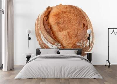 Round homemade bread on an isolated background Wall mural