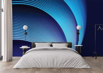 Abstract blue background with glowing curved lines. Shiny blue swirl curve lines design. Spiral lines Wall mural