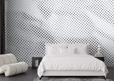 Basic halftone dots effect in black and white color. Halftone effect. Dot halftone. Black white halftone.Background with monochrome dotted texture. Polka dot pattern template Wall mural