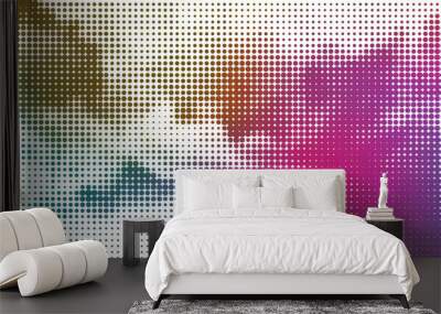 Bright gradient halftone dots grunge wide background Wall mural