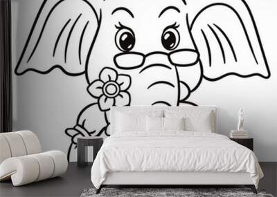 Elephant cartoon illustration. Cute baby animal print for t-shirts, mugs, totes, stickers, nursery wall arts, greeting cards, etc.  Wall mural