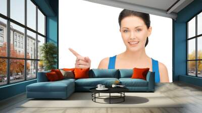 beautiful woman pointing her finger Wall mural