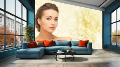 beautiful woman wearing shiny diamond pendant Wall mural