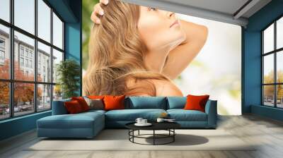 beautiful woman with long hair Wall mural