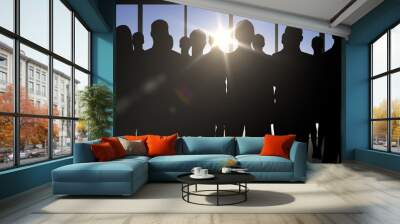 business people silhouettes over office background Wall mural