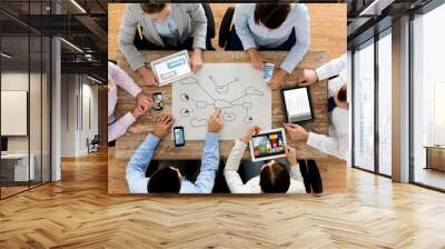 business team with smartphones and tablet pc Wall mural