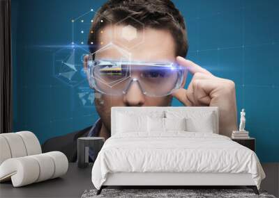 businessman in virtual glasses Wall mural