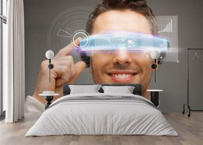 businessman with digital glasses Wall mural