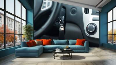 car key in ignition start lock Wall mural