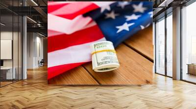 close up of american flag and dollar cash money Wall mural