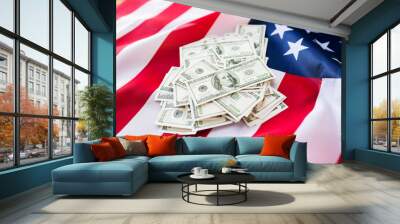 close up of american flag and dollar cash money Wall mural