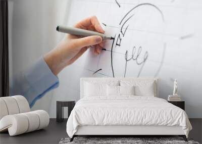 close up of hand drawing light bulb on flip chart Wall mural