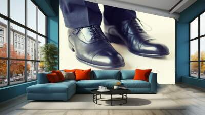 close up of man legs in elegant shoes with laces Wall mural