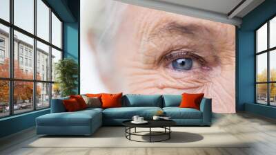 close up of senior woman face and eye Wall mural