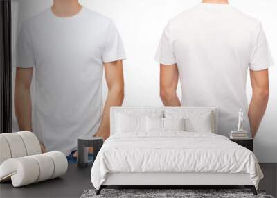 close up of young man in blank white t-shirt Wall mural