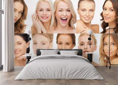 collage of many happy women faces Wall mural