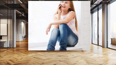 girl with smartphone at school Wall mural