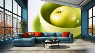 green apple in green bowl Wall mural