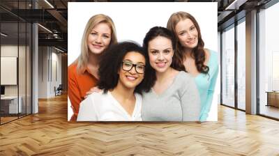 group of happy different women in casual clothes Wall mural