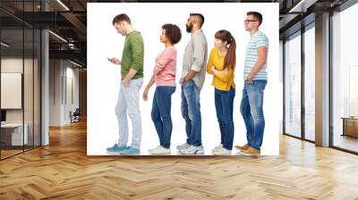 group of people in queue with smartphone Wall mural