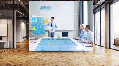 group of smiling businesspeople meeting in office Wall mural