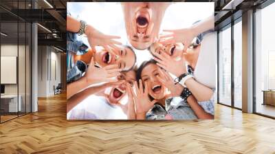 group of teenagers looking down and screaming Wall mural