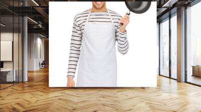 handsome man with pan and spoon Wall mural