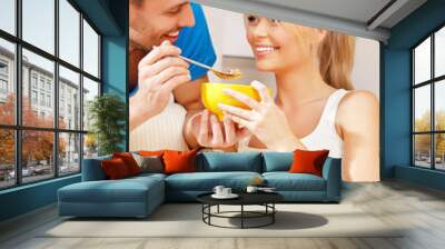 happy couple at home Wall mural